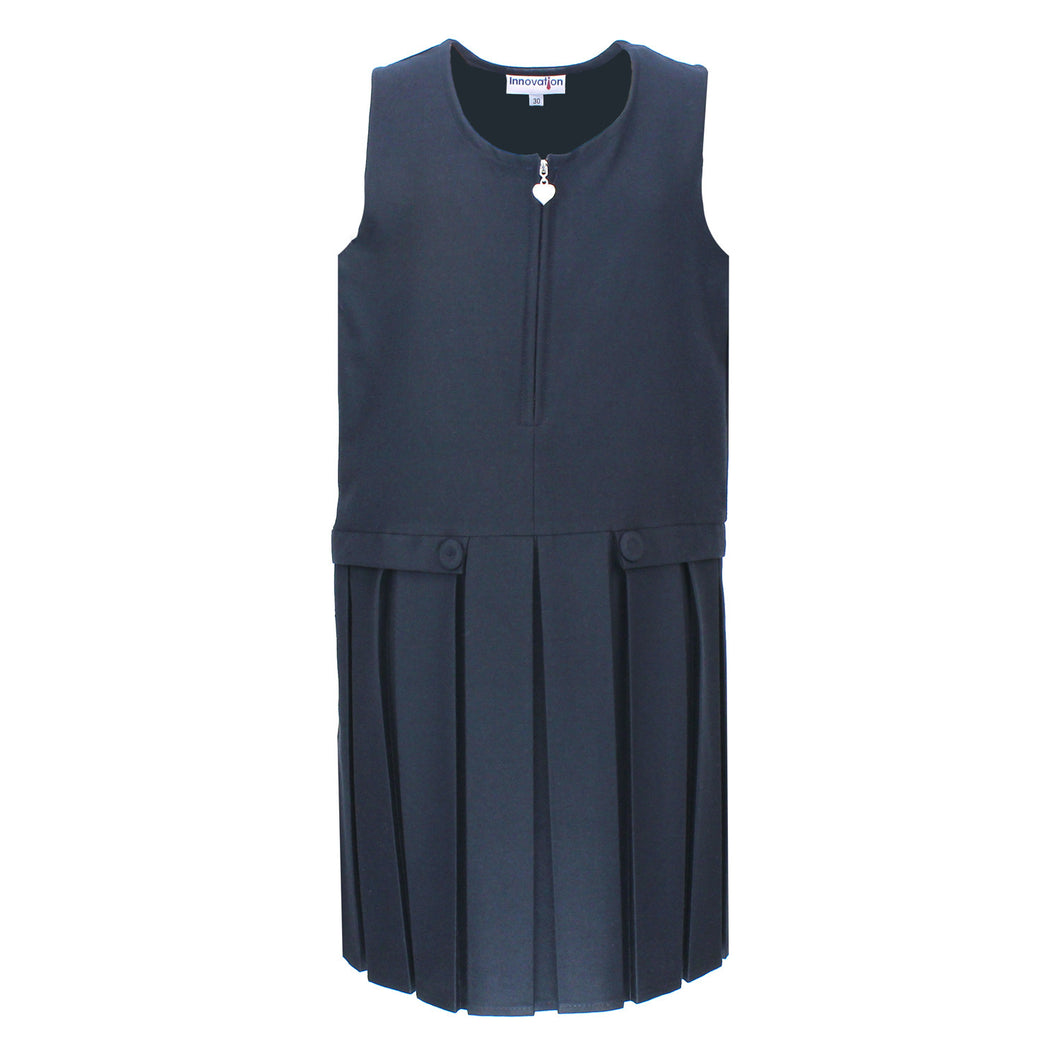 Navy Two Button Pinafore